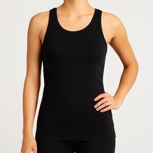Black Racerback Tank Top Women’s Small Built-In Bra Cotton Stretch Y2K Layering